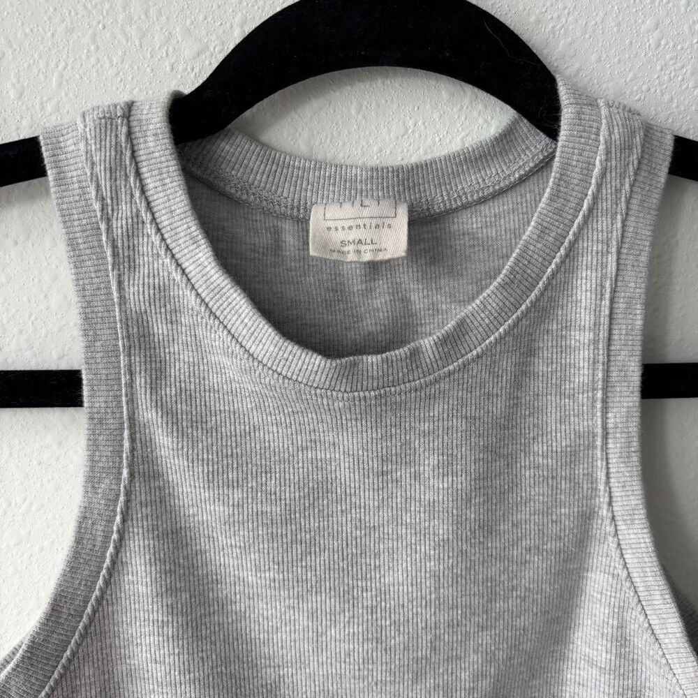 Grey Cropped Ribbed Tank Top - Picture 2 of 4